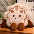 Cute mooncake plush pillow stuffed toy with cute smiling face, soft cushion for home decor. - Wuren