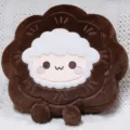 Cute plush mooncake cushion and pillow with adorable sheep embroidery design for cozy home decor. - Molten Chocolate Filling