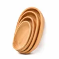 Ensemble de plates-fuits en bois d'hévéa plateaux de service ovales style japonais. - 17x10x4.5cm / Chêne