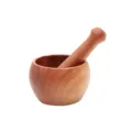 Wooden mortar and pestle set for kitchen garlic grinding, natural wood spice bowl and tool. - S