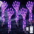 Λεπτομερής προβολή μωβ LED σκελετών χεριών με τηλεχειριστήριο - Στυλ Βύσμα ΗΠΑ με Τηλεχειριστήριο / Πακέτο των 5 / Μωβ