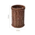 Imitation rattan chopsticks holder kitchen drain basket tableware storage box 15.5x10.5cm SKU - Faux Rattan Chopstick Holder / Dark Brown