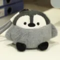 Simpatico portachiavi in peluche di pinguino grigio, morbido ciondolo per borse e scrivania. - Pinguino