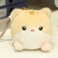 Cute plush hamster toy pendant, fluffy round stress relief doll keychain for bag. - Hamster
