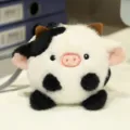 Cute plush cow pig doll pendant keychain fluffy decompression toy bag charm accessory - Cow