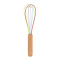 Colorful wire whisk with beech wood handle, manual egg beater kitchen baking tool. - Colorful