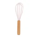 Ergonomic wooden handle manual egg whisk for home kitchen baking and cream mixing. - Pink