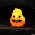 Scary Halloween pumpkin LED night light with glowing orange face decoration - 搪胶南瓜灯