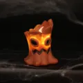 Halloween spooky tree monster LED night light candle with warm glowing pumpkin face decor - 搪胶树桩灯