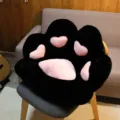 Schwarzes rosa Katzenpfoten Plüsch Stuhlkissen, süßes weiches Sitzkissen für Gaming Sofa. - 60x70 cm, 730 g / Schwarzes Herz