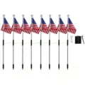 Solar powered LED American flag garden stake lights for Independence Day decor - Set of Eight Solar Flag Lights