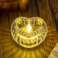 Warm heart-shaped transparent LED tea light candle holder for romantic atmosphere decor - Heart