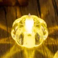 Pumpkin-shaped glass tea light holder with warm LED candle light for mood lighting - Pumpkin Pattern
