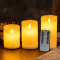 Ensemble de 3 bougies LED vacillantes à lumière chaude avec télécommande et effet de larme - Ensemble de 3 pièces avec télécommande