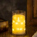 Cozy LED flameless candle inside a glass cylinder wrapped with warm fairy lights - 5.5*10cm Style (String Swinging Head)