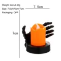 Halloween LED tea light candle with spooky skeleton hand base for festive party decor - 7.5cm*6cm*7cm / Skeleton Hand (Orange & Black)