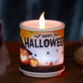 Spooky Halloween LED electronic candle light with orange pumpkin and bats pattern - Small Pumpkin Pattern / S