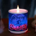 Blue Halloween LED candle lamp with glowing pumpkin design for spooky festive decor - Blue Three Pumpkins / S