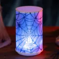 Halloween electronic candle night light with spooky spider web pattern LED lamp. - White Spider Web / M