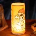Halloween cylindrical LED candle night light with skull and pumpkin design - Pirate Skeleton Print Style / L