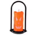 Portable orange Halloween LED pumpkin candle lantern with a minimalist black handle - Orange Pumpkin