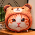 Simatico cuscino in peluche gatto simulato 3D cuscino divano morbido animale peluche regalo donna. - Stile Cuscino Cappello Orso 40cm