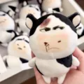 Simpatico portachiavi in peluche di mucca divertente, morbida bambola animale per regalo di compleanno. - 10cm / Sangue di bue
