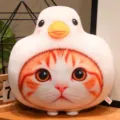Simpatico cuscino in peluche gatto simulazione 3D morbido divano cuscino divertente cappello - Stile Cuscino Cappello Anatra 40cm