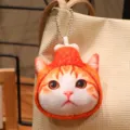Simpatico gatto 3D simulazione peluche portachiavi cappello arancione soffice gattino - Stile Pendente Coscia di Pollo 10cm