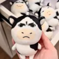 Funny meme plush pendant doll, cute black and white stuffed animal keychain for bags and gifts. - Moo Cow