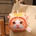 Simpatico ciondolo gatto peluche arancione con cappello toast al burro, portachiavi. - Stile Pendente Toast al Formaggio 10cm