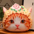 Cuscino peluche gatto simulazione carino con cappello ramen, morbido divano regalo - Stile Cuscino Noodles Istantanei 40cm