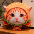 Simpatico cuscino peluche gatto hamburger 3D morbido simulazione animale divano regalo giocattolo - Stile Cuscino Amburger 40cm