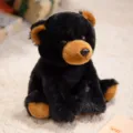 Cute sitting black bear plush toy, soft forest animal stuffed doll for kids gift. - Black Bear