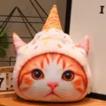 Cuscino in peluche di gatto di simulazione 3D carino con cappello gelato, regalo morbido. - Stile Cuscino Gelato 40cm