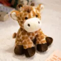 Adorable sitting giraffe plush toy, soft stuffed animal doll for kids cute gift. - Giraffe
