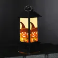 Διακοσμητικό φανάρι LED Halloween με σχέδιο κολοκύθας και καπέλο μάγισσας με φλόγα - 戴帽南瓜款 / S