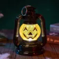 Lanterne citrouille d'Halloween portative lumineuse avec lumière LED pour décoration - 11.5cm*9.5cm*15.5cm / Noir