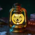 Lanterne citrouille d'Halloween décorative avec finition bronze et lumière LED - 11.5cm*9.5cm*15.5cm / Or Brossé