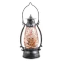 Lanterna di Halloween con teschio palla di neve e finitura argento - Stile con Motivo Teschio / Argento antico