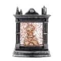 Lanterna camino argento vintage con teschio a globo e glitter arancioni per Halloween - Teschio Realistico / Camino Teschio