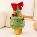 Adorable peluche sapin de Noël avec des nœuds en velours rouge pour une déco de fête. - Arbre de Noël Décoratif 55cm