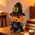 Halloween pumpkin plush toy witch hat skeleton doll cute soft cushion decoration item. - 28cm / 28cm Pumpkin Ghost with Witch Hat