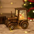 Vintage Bronze Traktor Weihnachts-Schneekugel mit automatischem Schnee und Musik - Schneemann