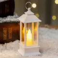 Lanterne à bougie LED rétro blanche à lueur chaude pour décoration de Noël festive - Blanc