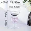 Rosa Schleife Glas Becher Ästhetisch Saft Glaswaren Hohes Borosilikatglas 400ml - Obstteller mit Schleife