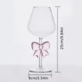 Rosa Schleife Glasbecher, Borosilikat Glas Saftbecher mit schöner Schleife, Variante - Weinglas mit Schleife