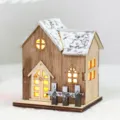 Miniatura casetta di Natale in legno con LED luminosi per decorazione festiva da tavolo - Stile C Baita