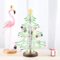 White wooden Christmas tree desktop ornament with cute miniature hanging festive charms - Large White Christmas Tree