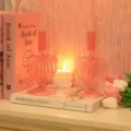 Vintage Herz Glas Kerzenhalter rosa romantische Kerzenständer Heimtisch Dekoration - 2er-Pack